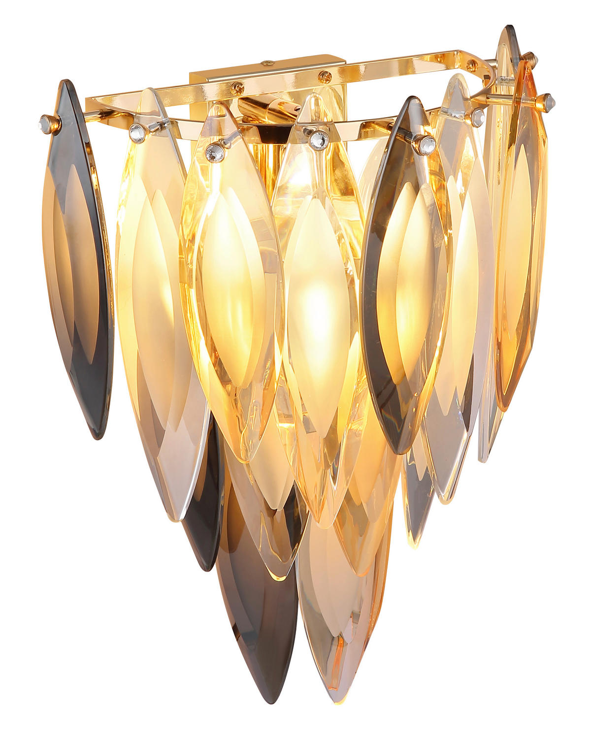 KRISTALL-WANDLEUCHTE 27/16/34 cm   - Klar/Champagner, KONVENTIONELL, Glas/Metall (27/16/34cm)