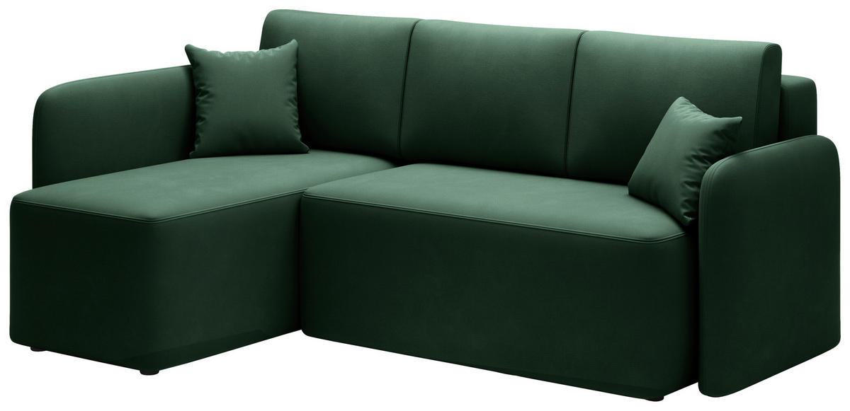 ECKSOFA Plüsch Grün  - Schwarz/Grün, Design, Kunststoff/Textil (150/206cm) - P & B