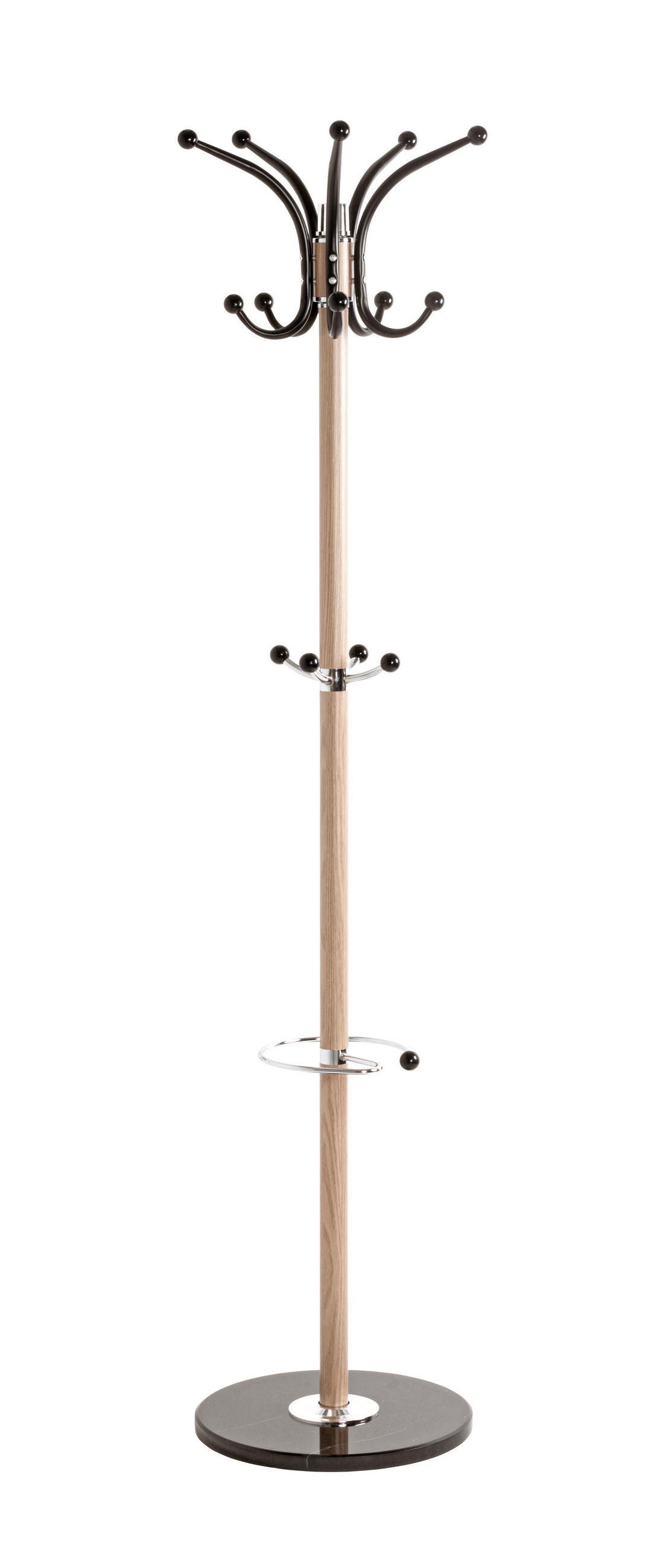 GARDEROBENSTÄNDER in Chromfarben, Eichefarben 37/171/39 cm   - Chromfarben/Eichefarben, Design, Stein/Metall (37/171/39cm)