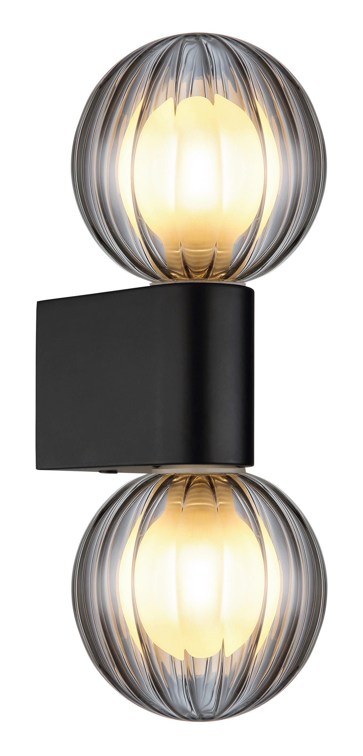 BADEZIMMER-WANDLEUCHTE   - Schwarz, KONVENTIONELL, Glas/Metall (26,5/10/12cm) - Globo