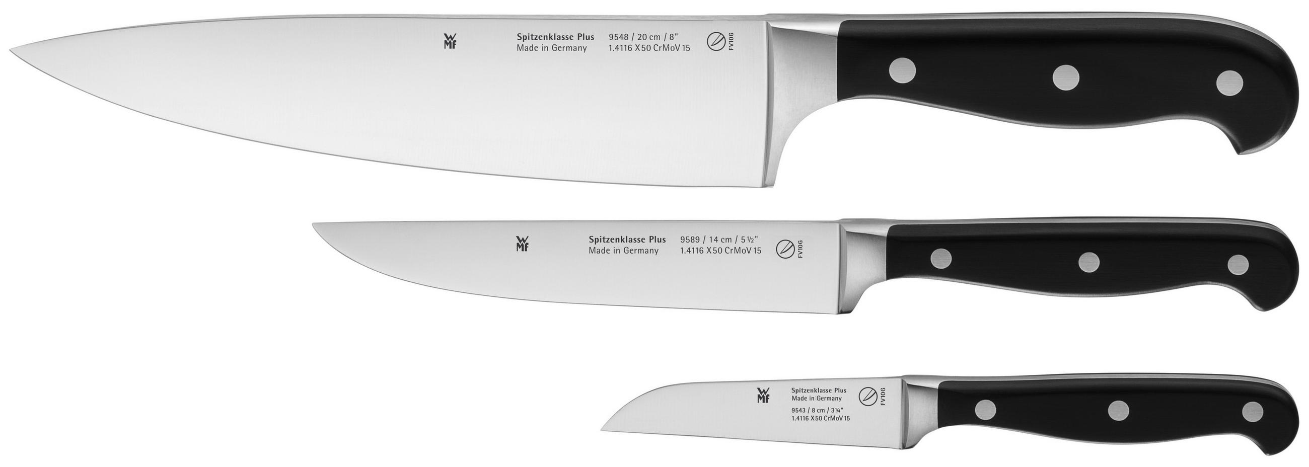 MESSERSET Spitzenklasse Plus 3-teilig  - Silberfarben/Schwarz, Design, Kunststoff/Metall (34/18/3cm) - WMF