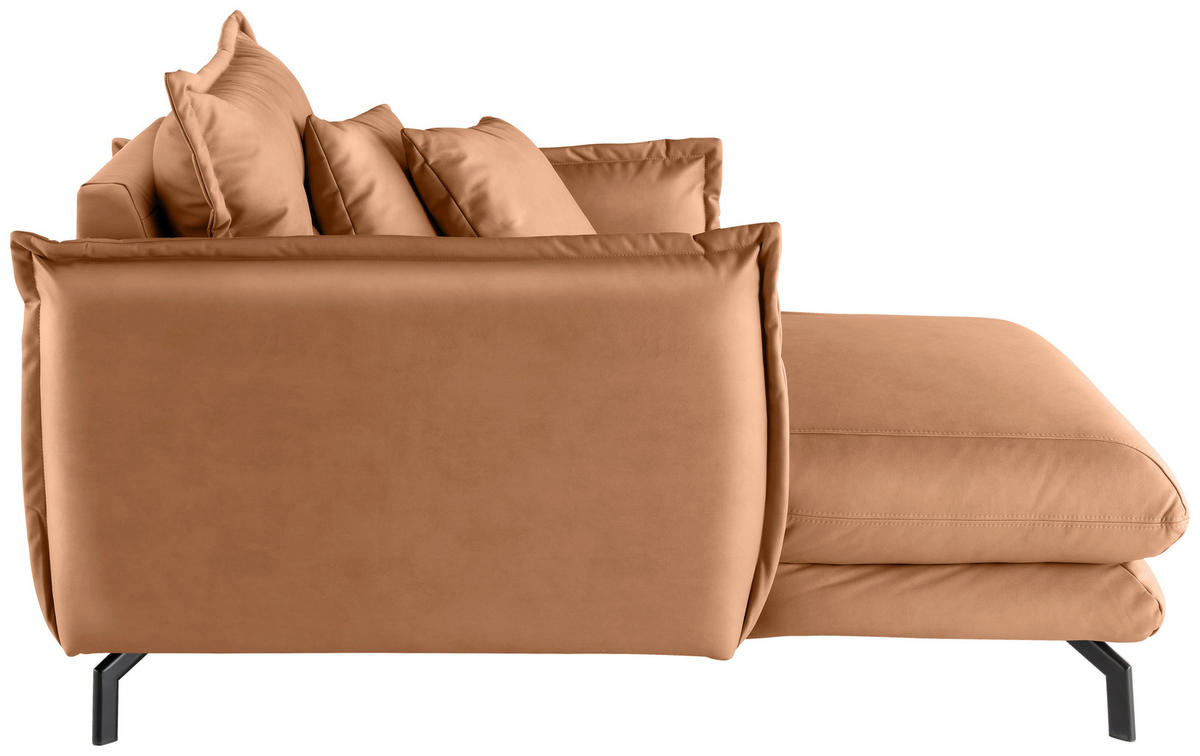 XXL-SESSEL in Lederlook Cognac  - Cognac/Schwarz, Modern, Textil/Metall (111/101/167cm) - Livetastic