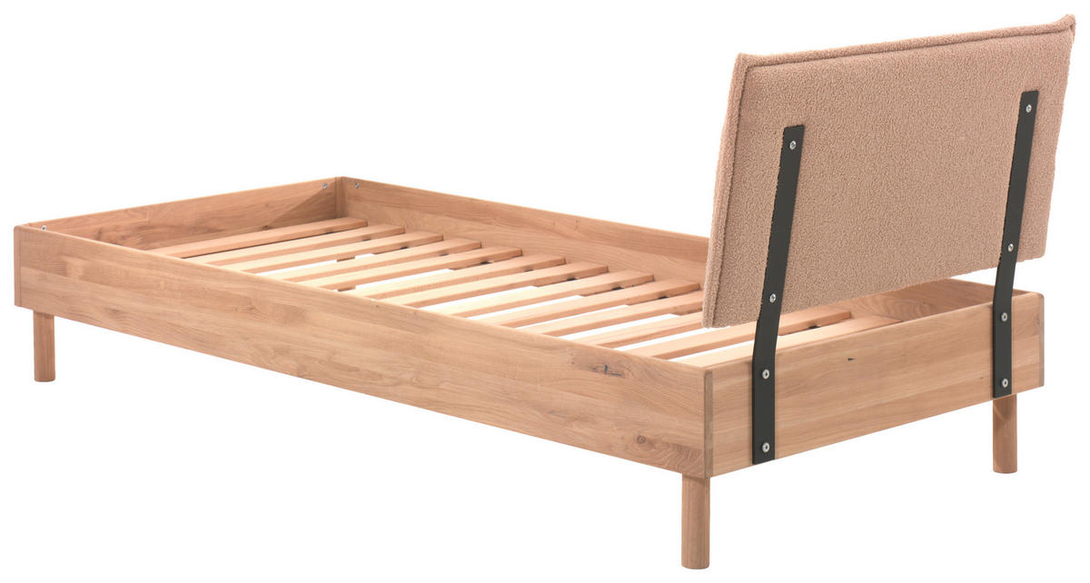 BETT 90/200 cm  in Naturfarben  - Eichefarben/Beige, MODERN, Holz/Textil (90/200cm) - MID.YOU