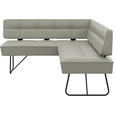 ECKBANK 165/227 cm  in Hellgrau  - Hellgrau/Schwarz, Design, Leder/Metall (165/227cm) - Moderano