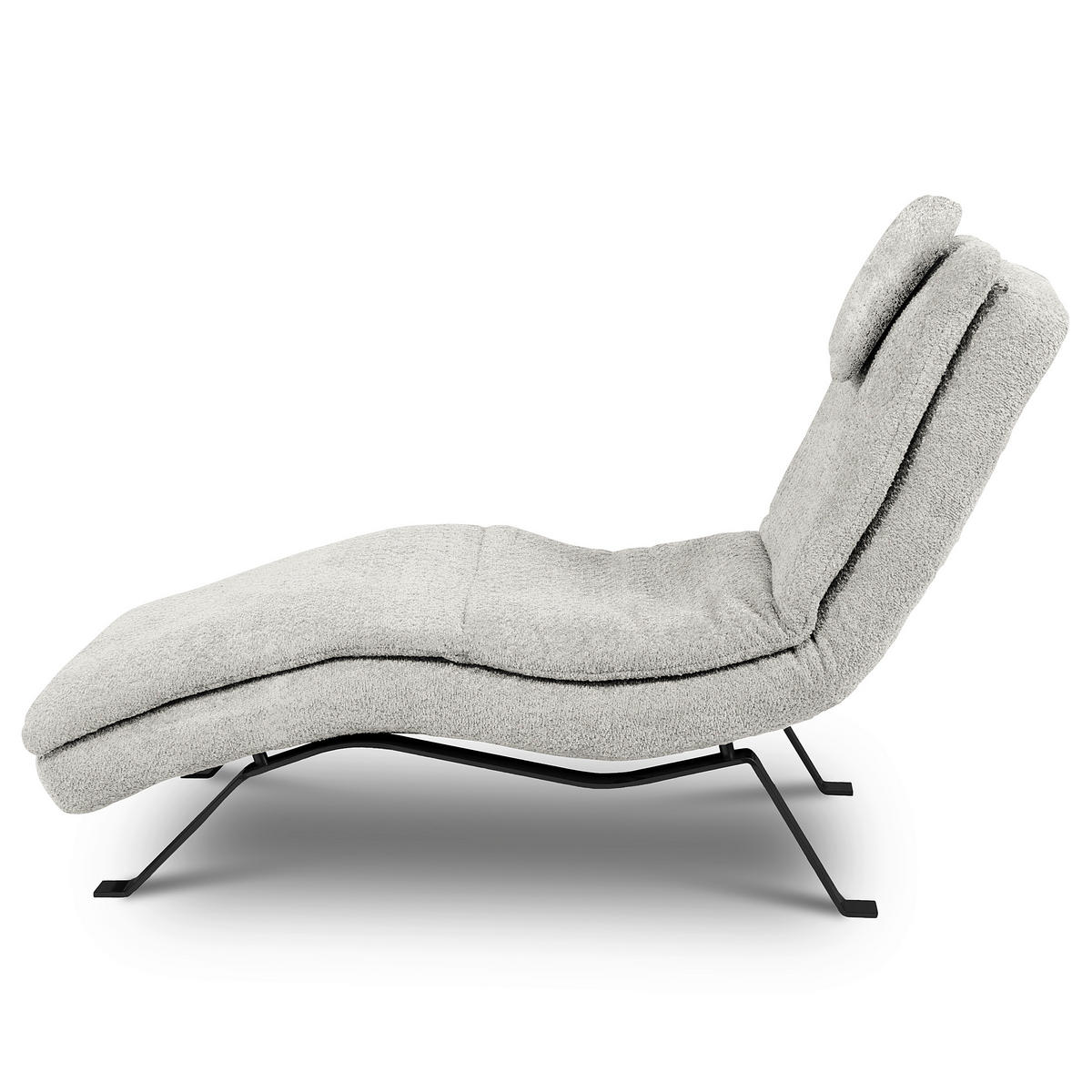 RELAXLIEGE Echtleder Hellgrau  - Hellgrau/Schwarz, Design, Leder/Metall (65/95/171cm) - Celina Home