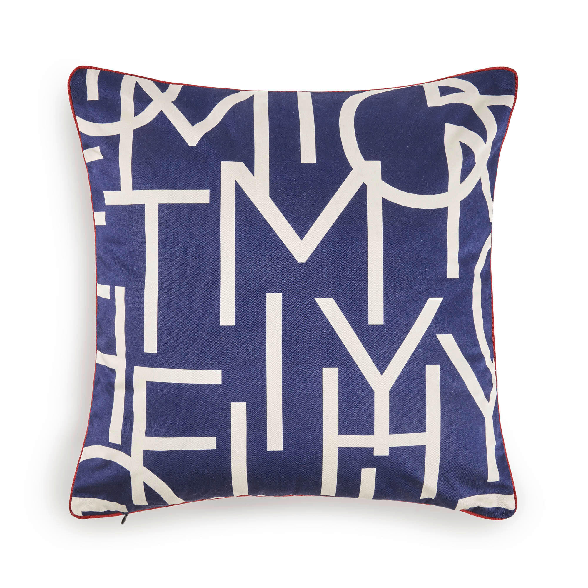 KISSENHÜLLE Bold Script 40/40 cm  - Blau/Weinrot, Basics, Textil (40/40cm) - Tommy Hilfiger