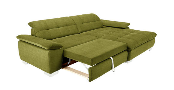 ECKSOFA in Mikrofaser Hellgrün  - Chromfarben/Hellgrün, Design, Textil/Metall (265/180cm) - Carryhome