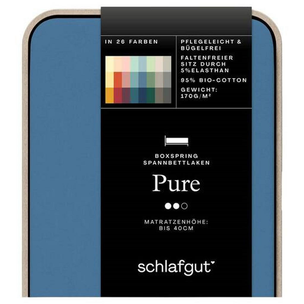 Thumbnail - Schlafgut Boxspring-Spannleintuch Pure, Blau, Textil, 180-200x200-220 cm, Oeko-Tex® Made IN Green, AZO-frei, Hohenstein,...