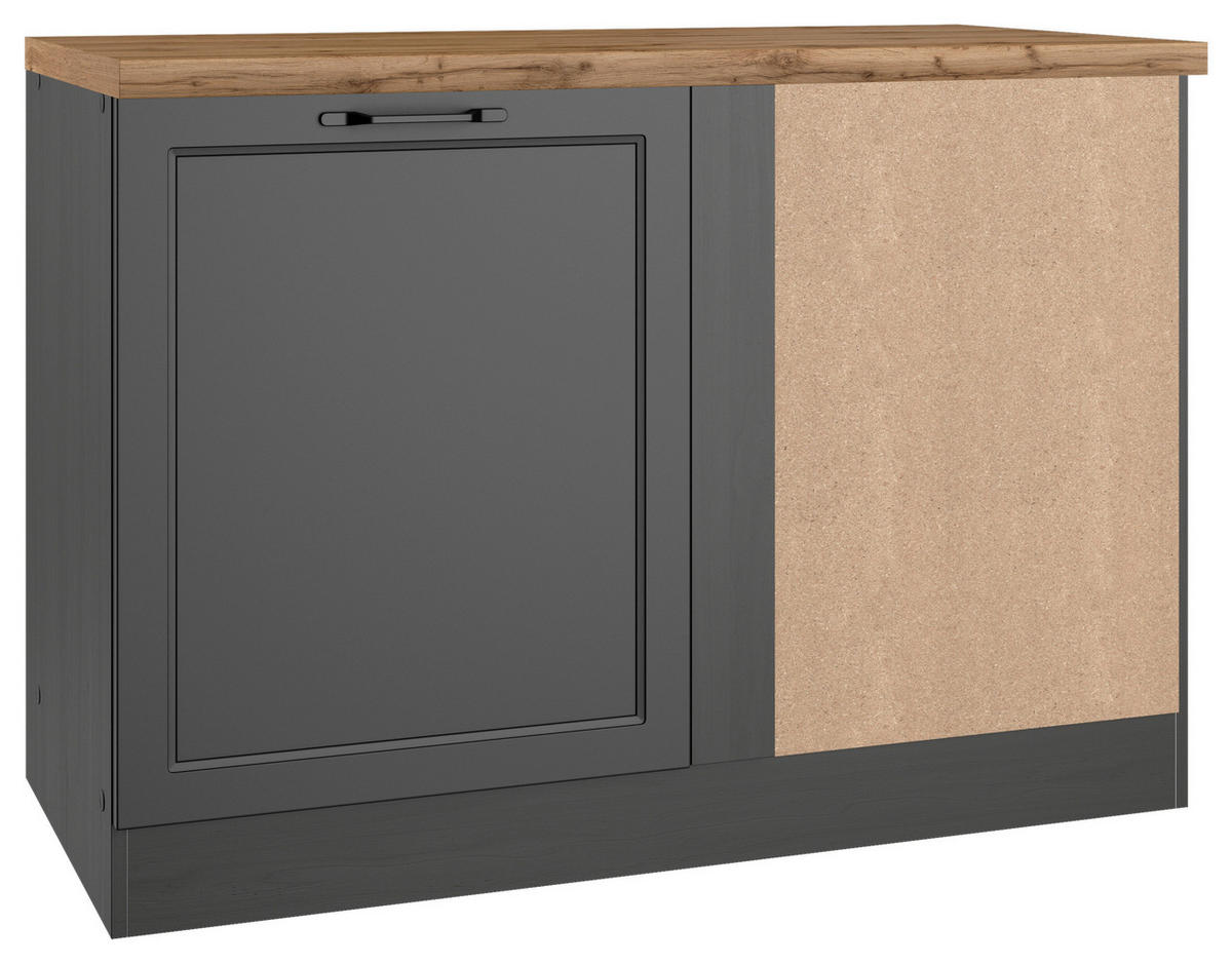 ECKUNTERSCHRANK 120/86/60 cm  in Grau, Eiche Wotan  - Eiche Wotan/Schwarz, LIFESTYLE, Holzwerkstoff/Metall (120/86/60cm) - Held