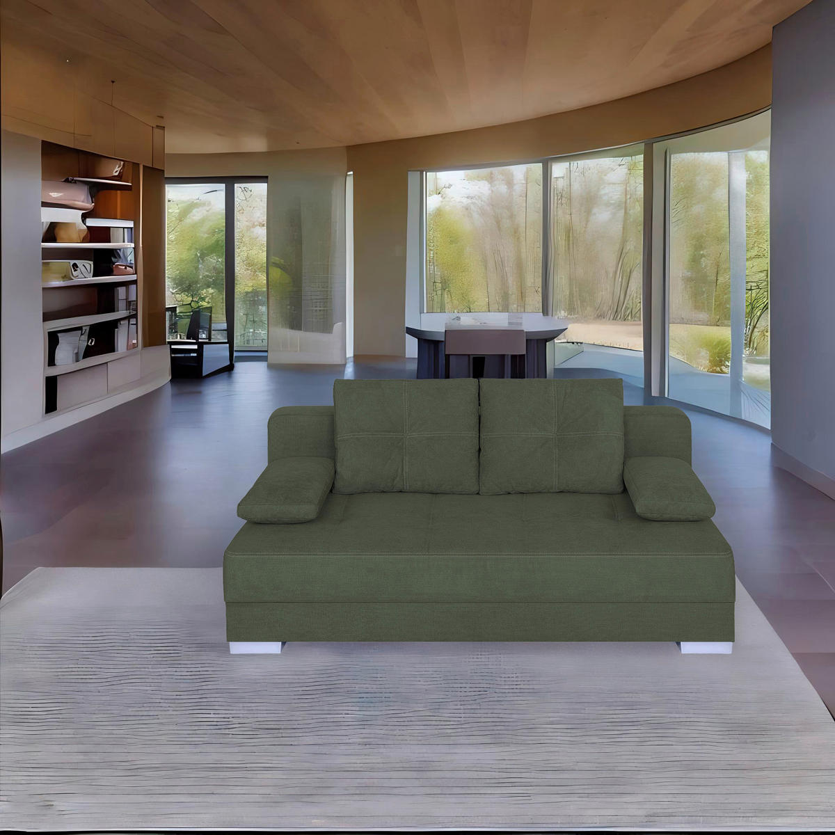 SCHLAFSOFA  mit Webstoff Waldgrün  - Waldgrün/Chromfarben, Design, Kunststoff/Textil (200/90/110cm) - P & B