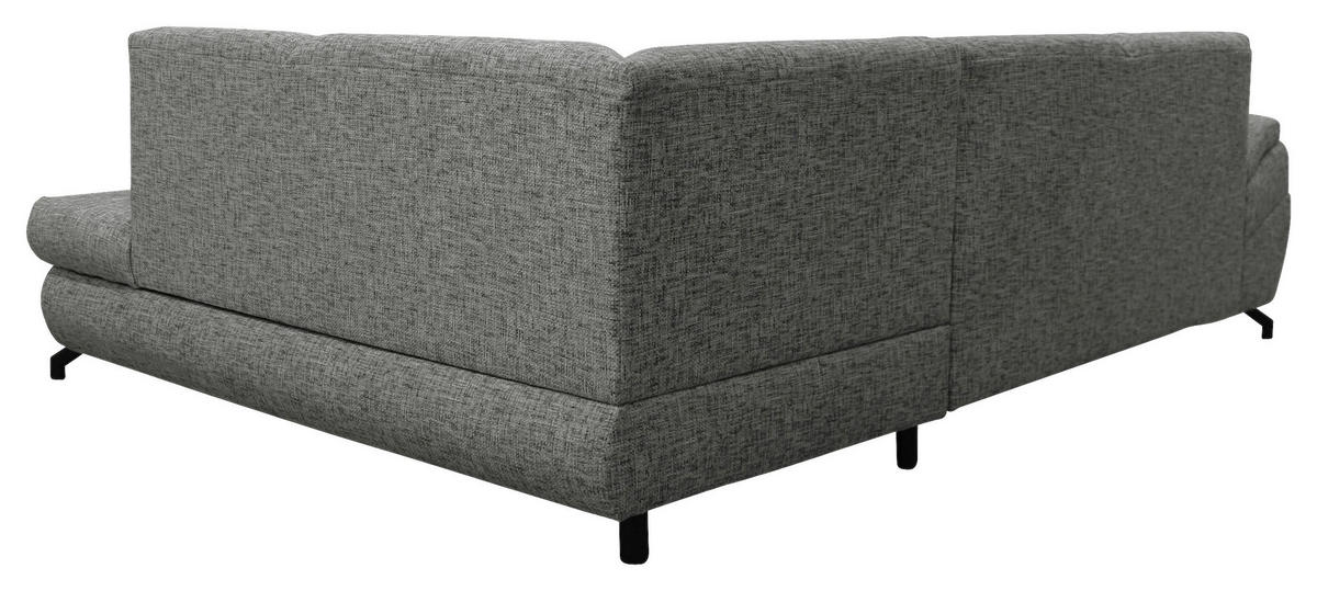 ECKSOFA Grau Struktur, Plüsch  - Schwarz/Grau, Design, Textil/Metall (274/201cm) - MID.YOU
