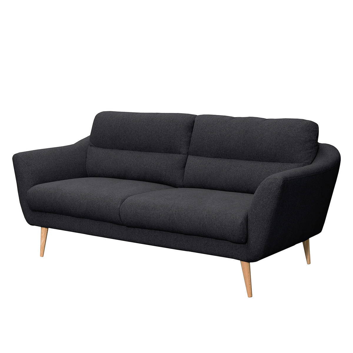 2,5-SITZER Webstoff Anthrazit  - Anthrazit/Buchefarben, Design, Holz/Textil (187/87/88cm) - Livetastic