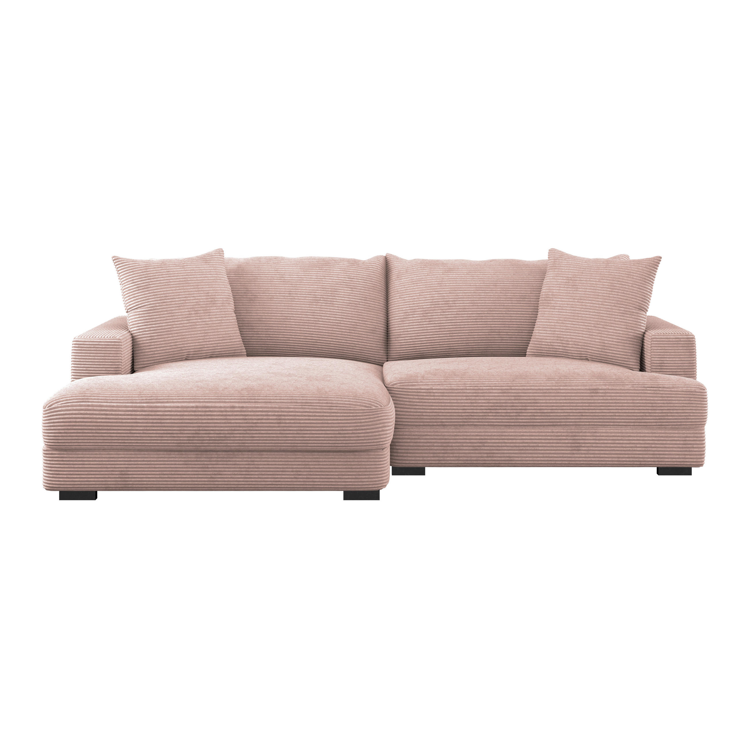 ECKSOFA Rosa Cord  - Schwarz/Rosa, MODERN, Textil (180/265cm) - P & B