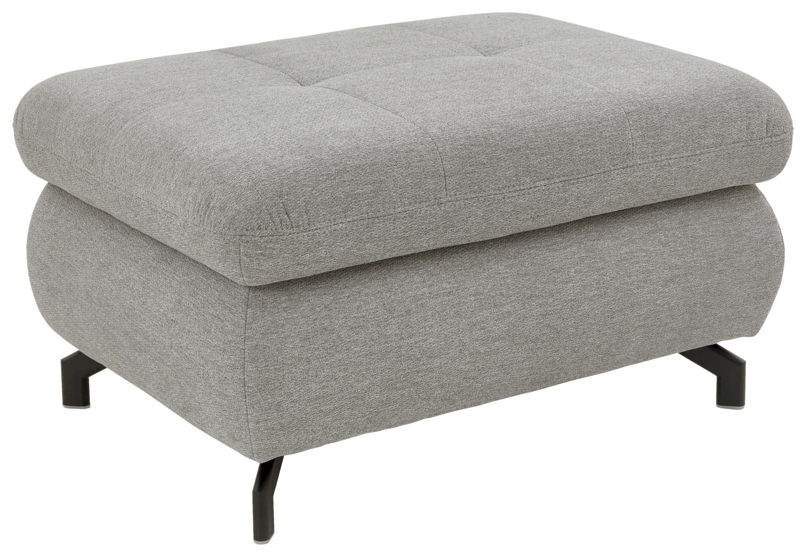 HOCKER in Textil Hellgrau  - Hellgrau/Schwarz, Design, Textil/Metall (90/48/65cm) - Beldomo Style