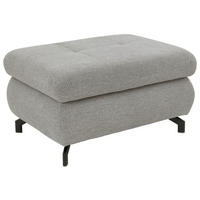 HOCKER in Textil Hellgrau  - Hellgrau/Schwarz, Design, Textil/Metall (90/48/65cm) - Beldomo Style