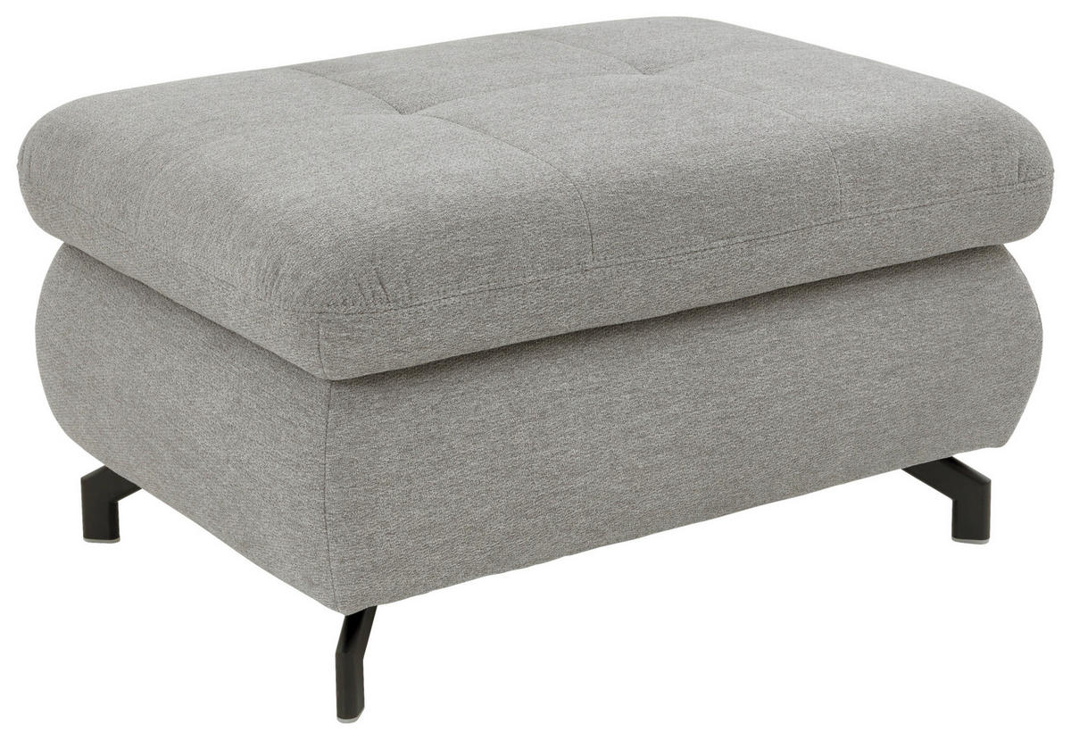 HOCKER in Textil Hellgrau  - Hellgrau/Schwarz, Design, Textil/Metall (90/48/65cm) - Beldomo Style