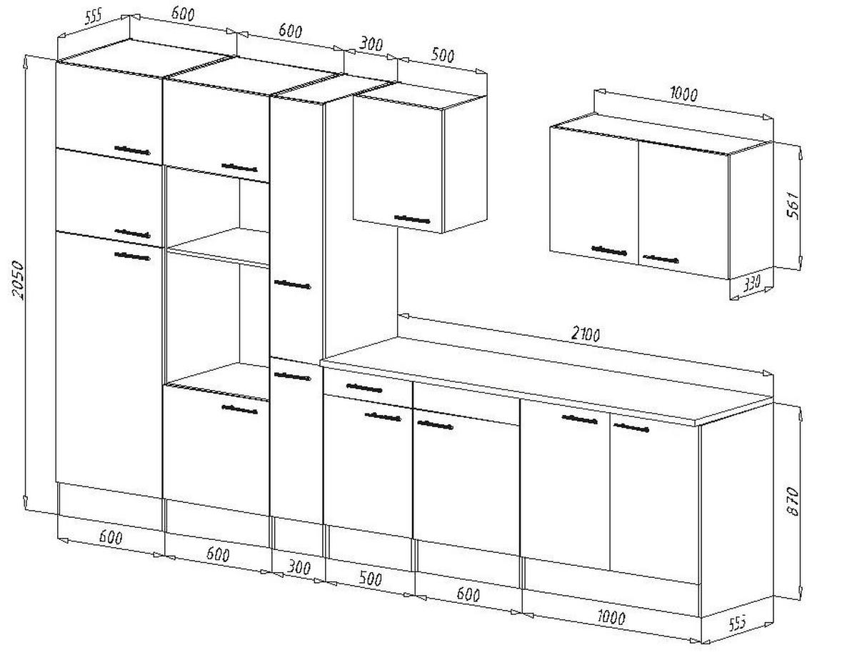 KÜCHENBLOCK 360 cm   in Schwarz, Eichefarben  - Eichefarben/Schwarz, MODERN, Holzwerkstoff (360cm) - Respekta