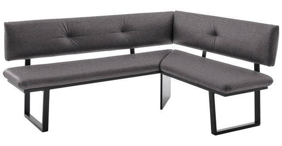 ECKBANK 205/165 cm in Grau, Schwarz - Schwarz/Grau, MODERN, Textil/Metall (205/165cm) - Cantus