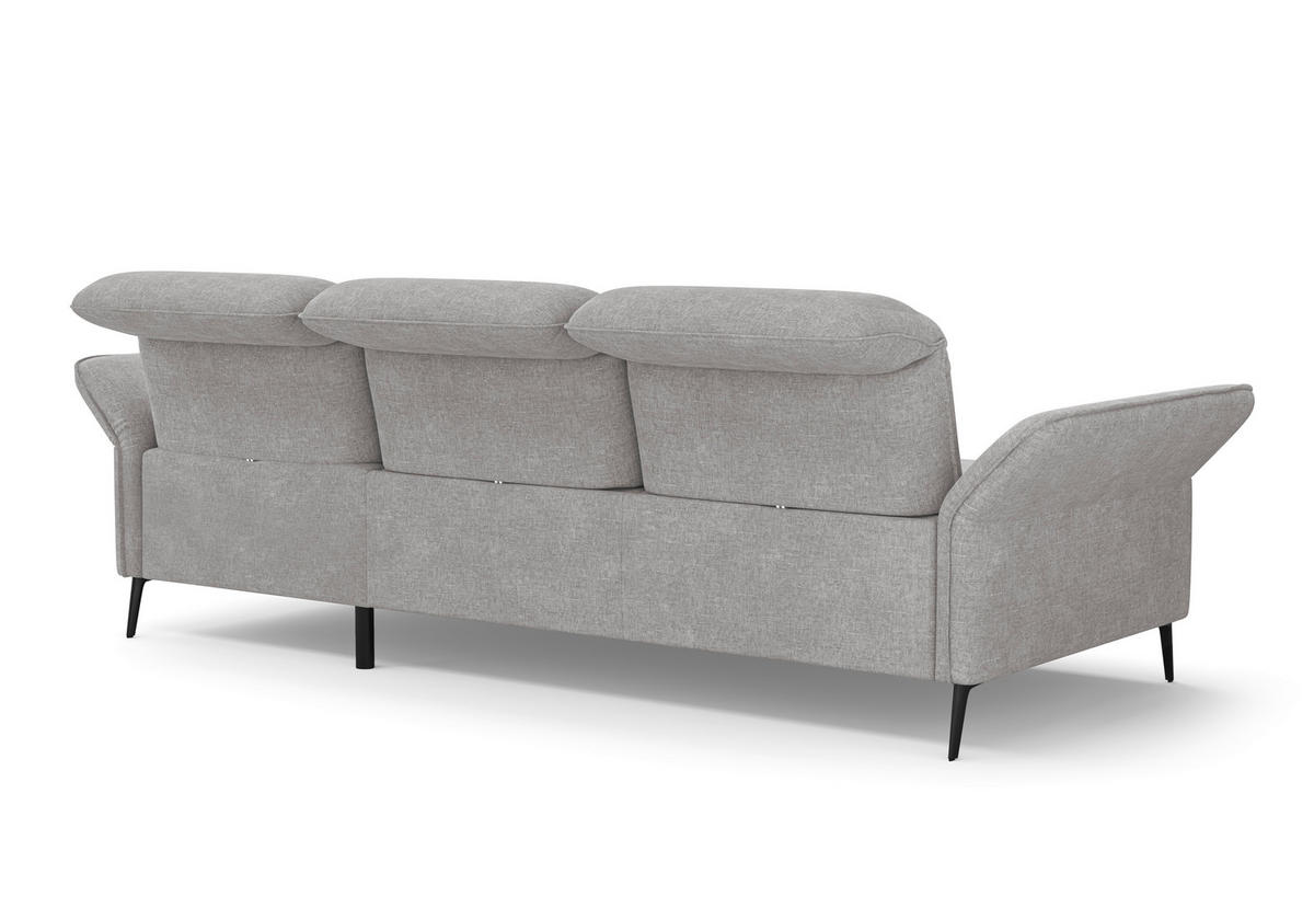 ECKSOFA in Flachgewebe Hellgrau  - Hellgrau/Schwarz, Konventionell, Textil/Metall (264/198cm) - Sit & More