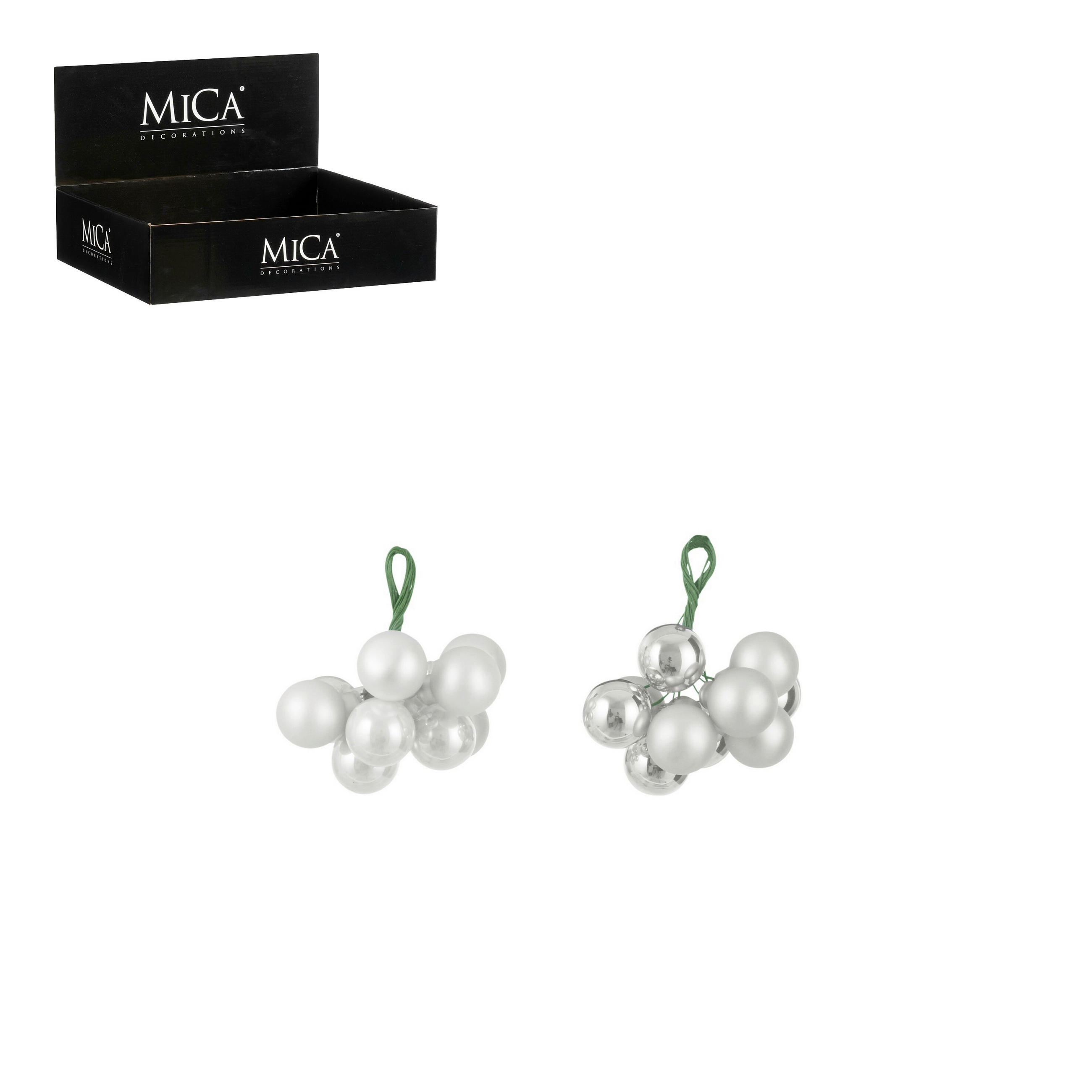 SET KUGLI ZA JELKU - bela, Osnovno, staklo (2/2/2cm)