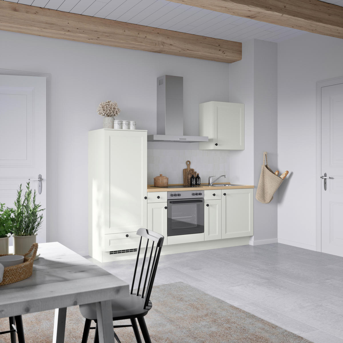 KÜCHENBLOCK Cascada 240 cm  in Weiß, Eichefarben  - Eichefarben/Schwarz, MODERN, Holzwerkstoff/Metall (240cm) - Nobilia