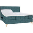 BOXSPRINGBETT 180/200 cm  in Blau  - Blau/Eichefarben, KONVENTIONELL, Holz/Textil (180/200cm) - Voleo