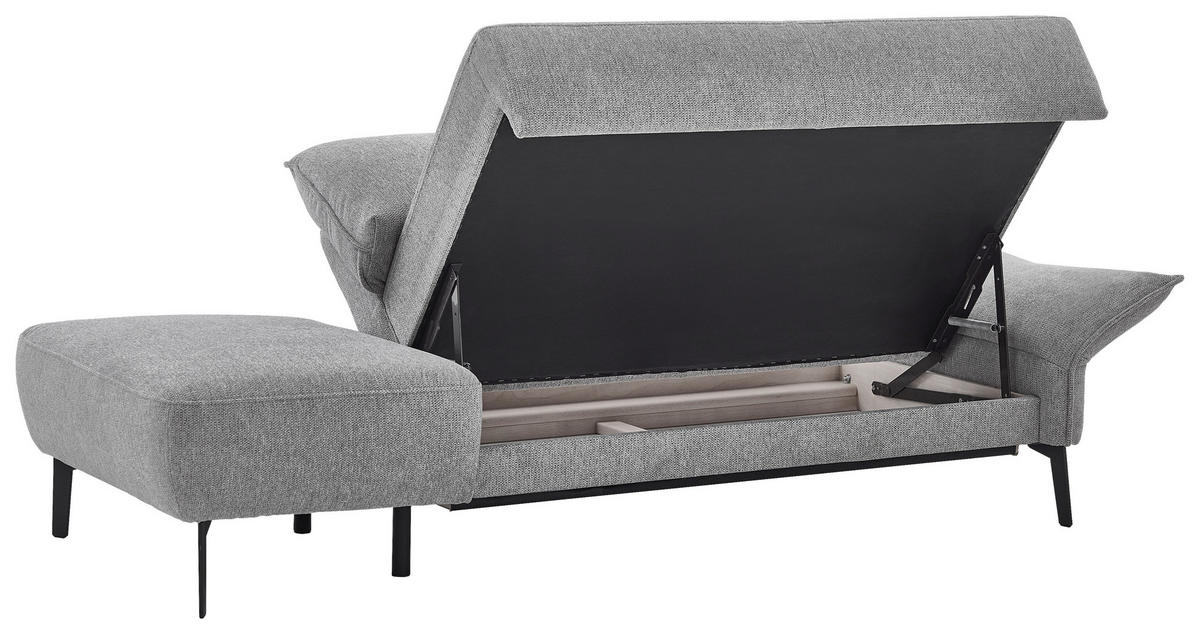 RÉCAMIERE  in Chenille Grau  - Schwarz/Grau, KONVENTIONELL, Textil/Metall (206/90/92cm) - Elegando