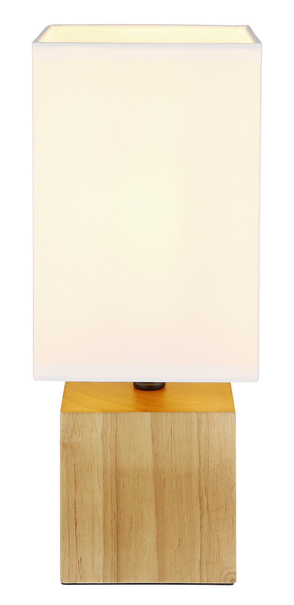 STOLNÁ LAMPA, E27, 12/12/30 cm - biela/prírodná farba, Basics, drevo/textil (12/12/30cm) - Globo
