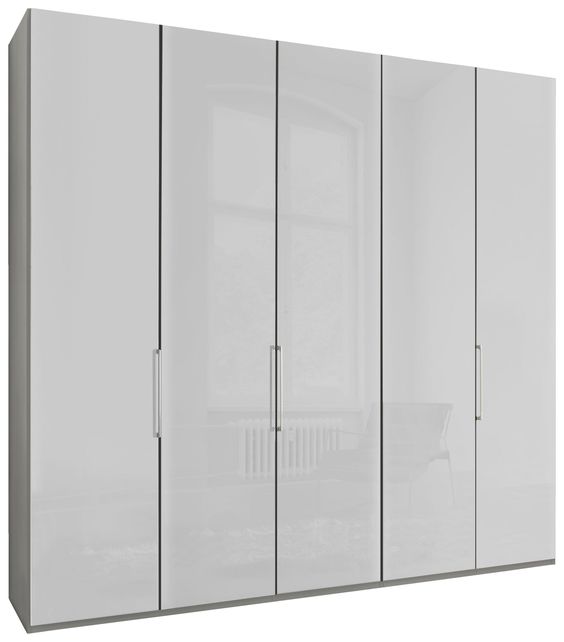 DREHTÜRENSCHRANK 5-türig Grau, Weiß - Chromfarben/Weiß, KONVENTIONELL, Glas/Holzwerkstoff (250/216/58cm) - Dieter Knoll