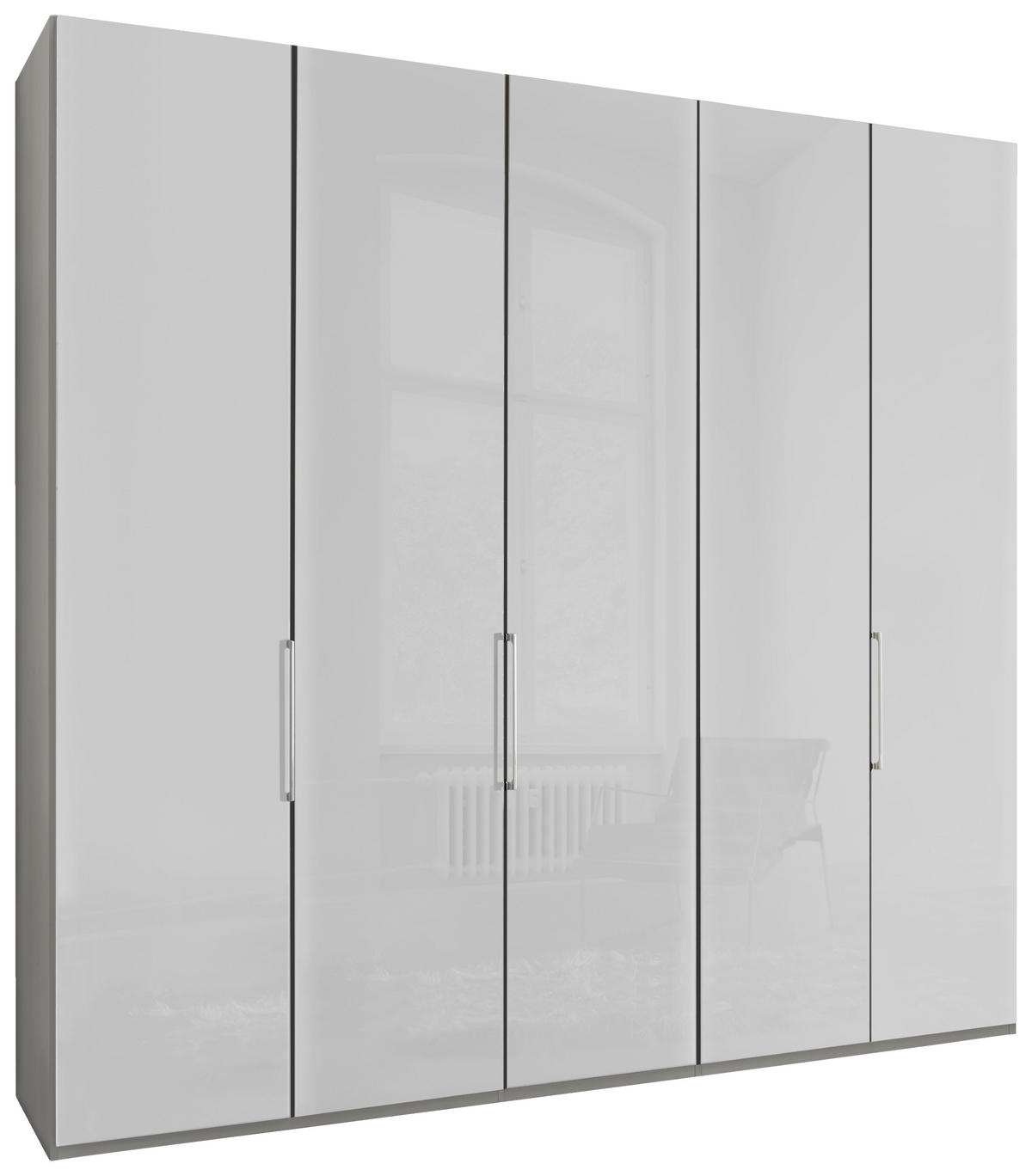 DREHTÜRENSCHRANK in Grau, Weiss  - Chromfarben/Weiss, Konventionell, Glas/Holzwerkstoff (250/216/58cm) - Dieter Knoll