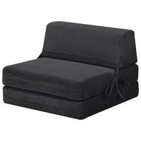 SCHLAFSESSEL Cord Schwarz    - Schwarz, Design, Textil/Metall (65/57/81cm) - Livetastic