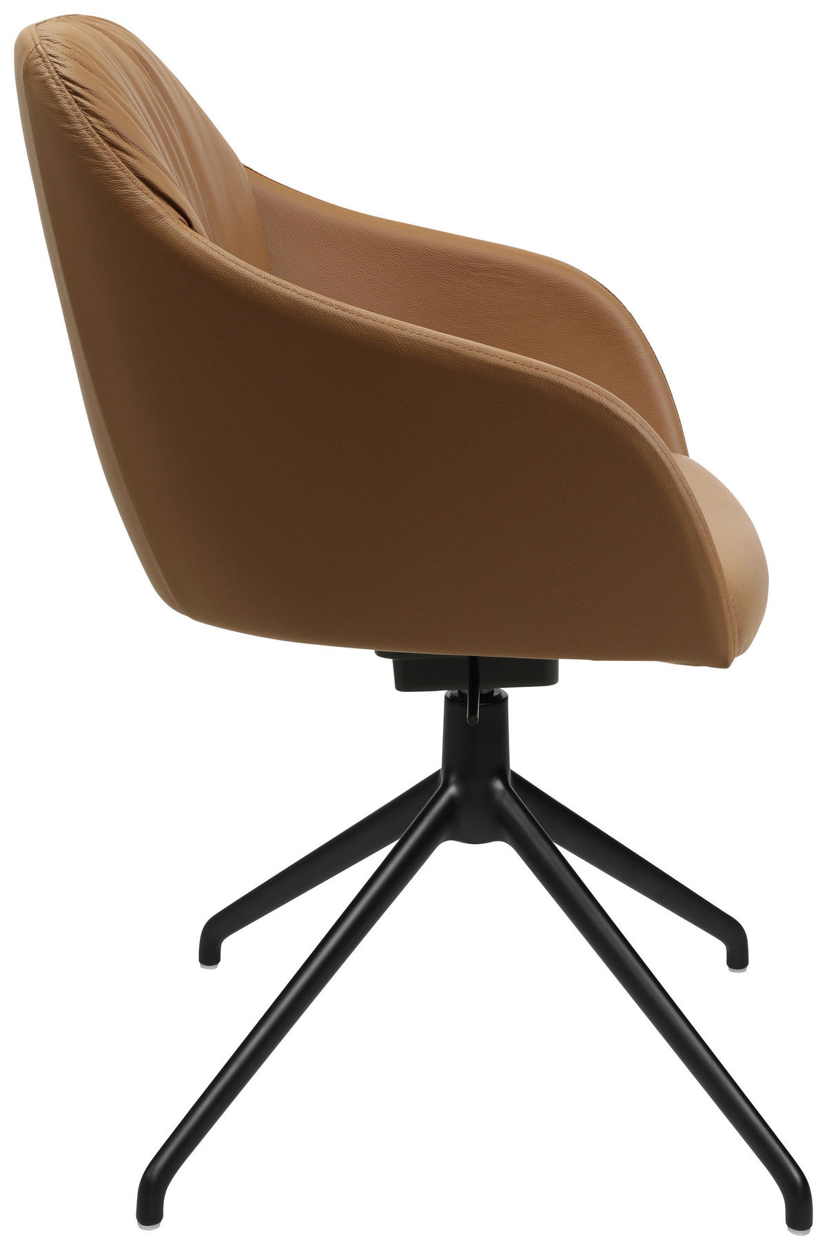 ARMLEHNSTUHL  in Aluminium Echtleder pigmentiert  - Cognac/Schwarz, Design, Leder/Metall (58/81,5-84,5/60cm) - Johann Jakob