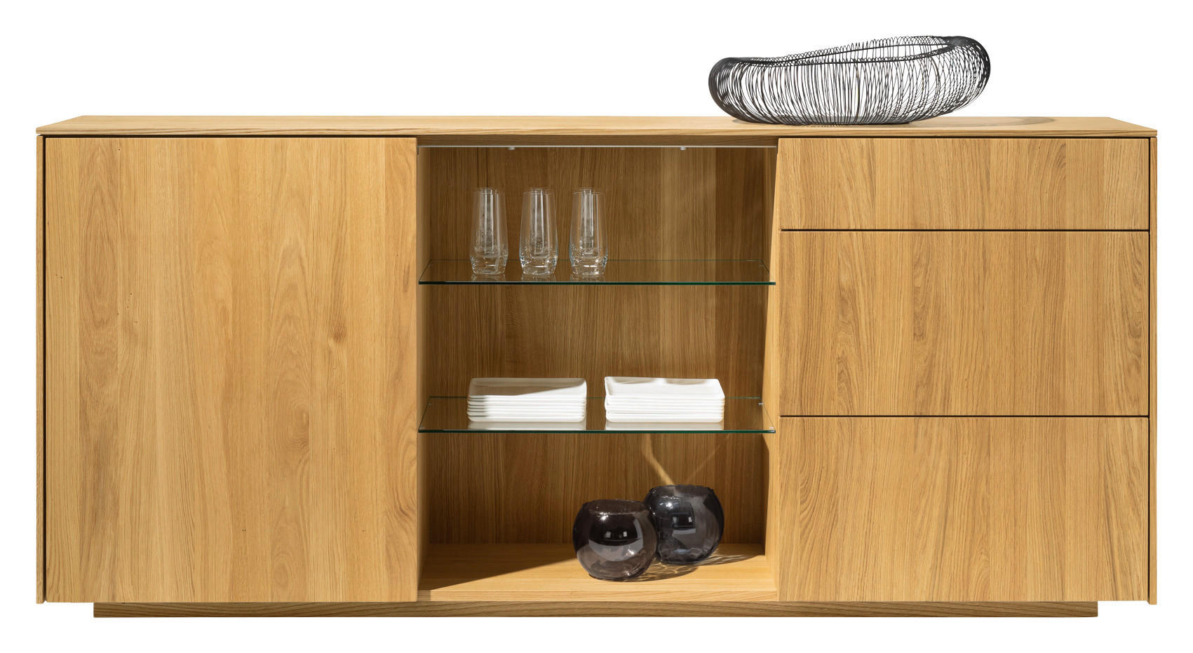 SIDEBOARD Eichefarben  192,1/86,2/41,9 cm  - Eichefarben, Design, Glas/Holz (192,1/86,2/41,9cm) - TEAM 7