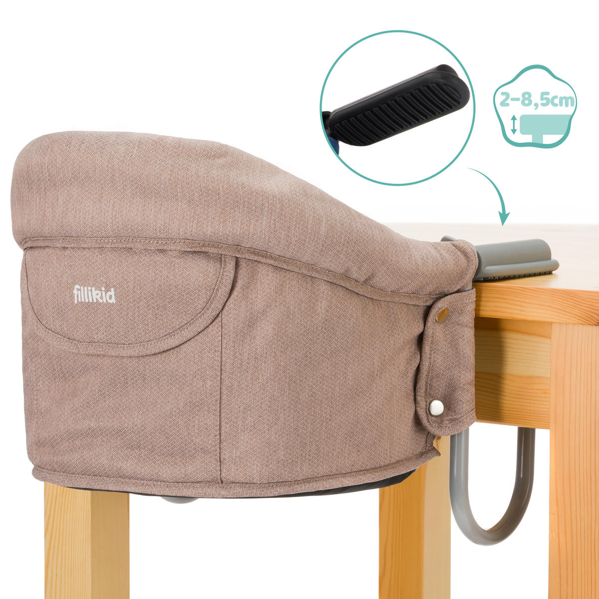 TISCHSITZ - Beige/Hellgrau, Basics, Textil/Metall (36/30/45cm) - Fillikid