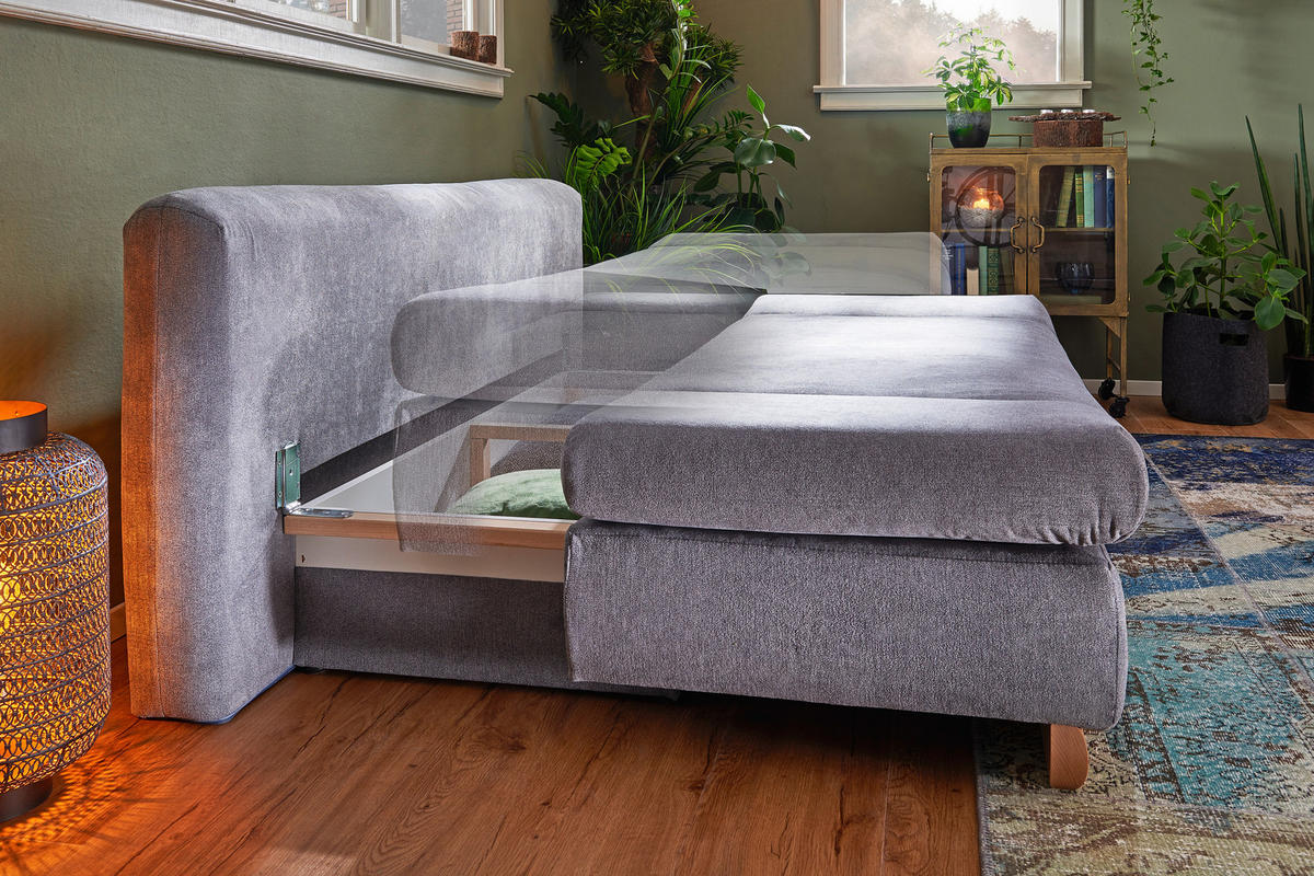 SOFA LEŽAJ siva  - siva, Dizajnerski, tekstil/drvo (200/87/93cm) - Venda