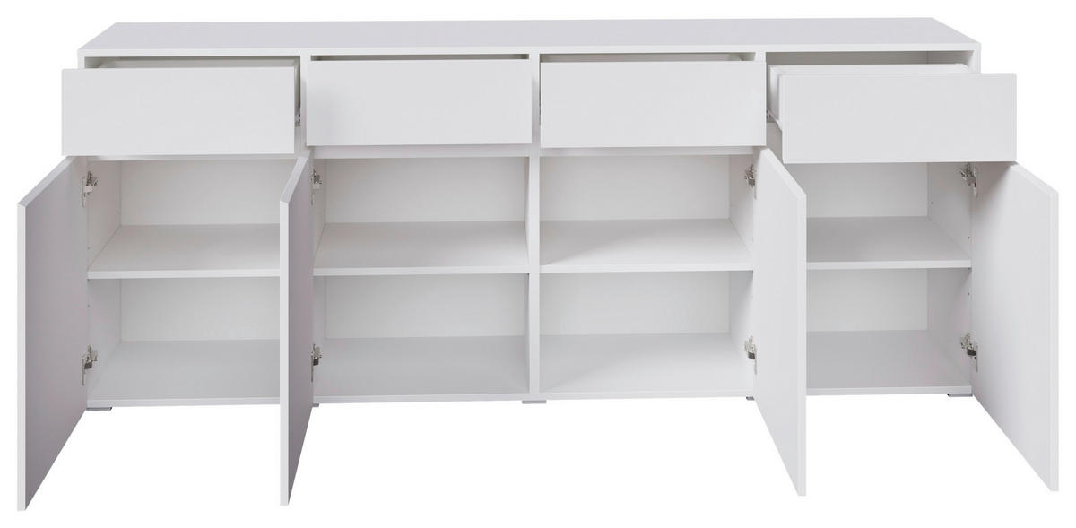 SIDEBOARD  200/79,6/39,8 cm 4 Schublade(n)  - Silberfarben/Weiß, Design, Holzwerkstoff/Kunststoff (200/79,6/39,8cm) - Xora