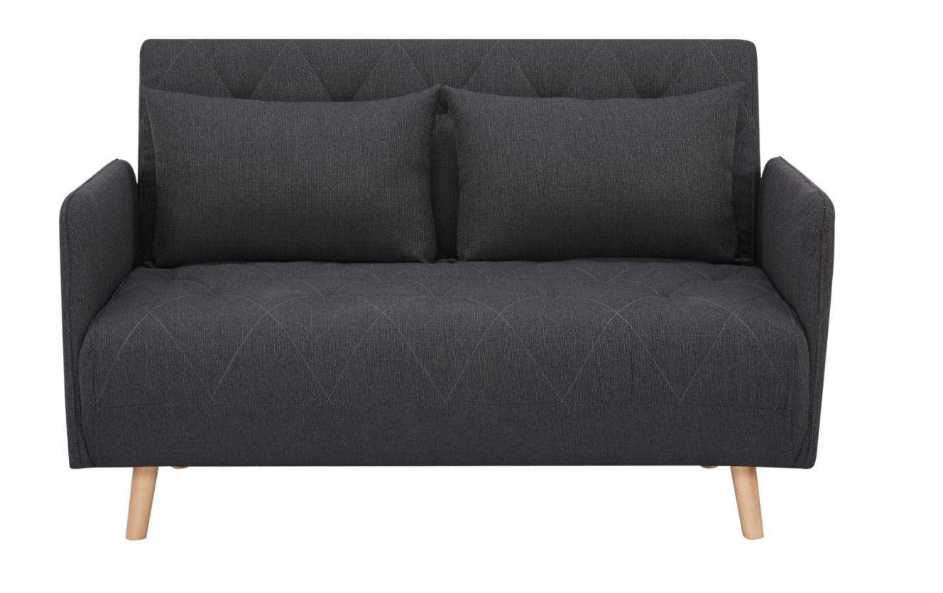 2-Sitzer-Sofa mit Schlaffunkt. Dorry mit Kissen Schwarz