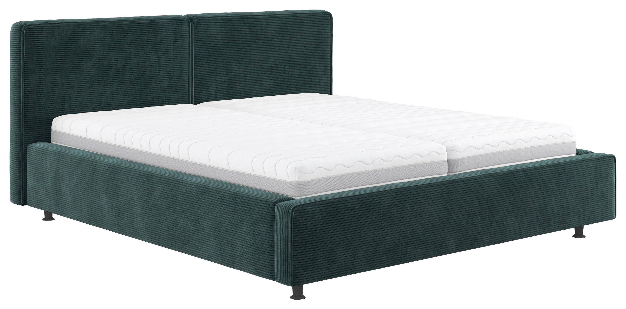 KÁRPITOZOTT ÁGY 180/200 cm  zöld  - fekete/zöld, Basics, faalapú anyag/textil (180/200cm) - Welnova