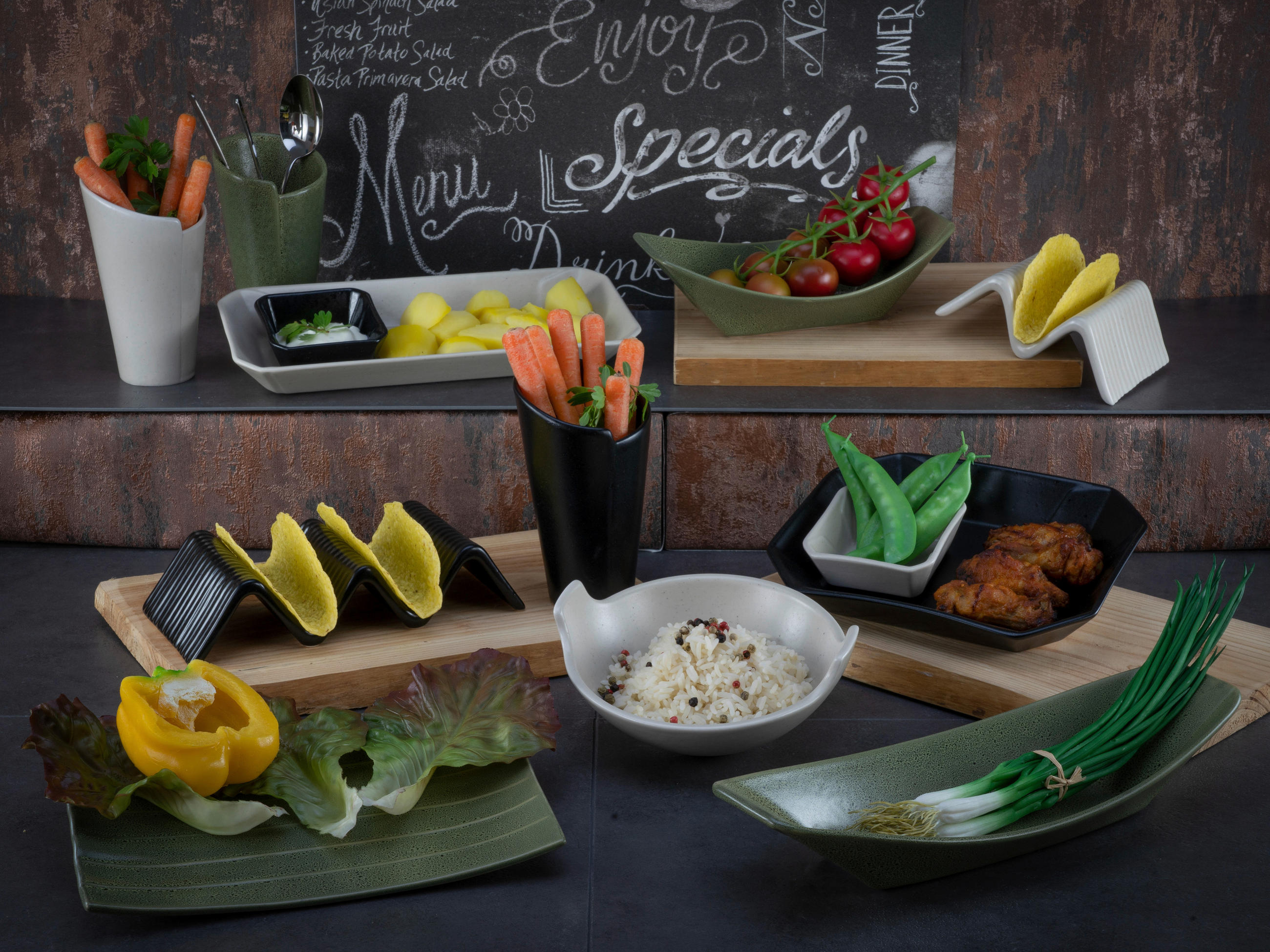 SERVIERSCHALENSET Streat Food  30/13 cm  - Creme, Basics, Keramik (30/13cm) - Creatable