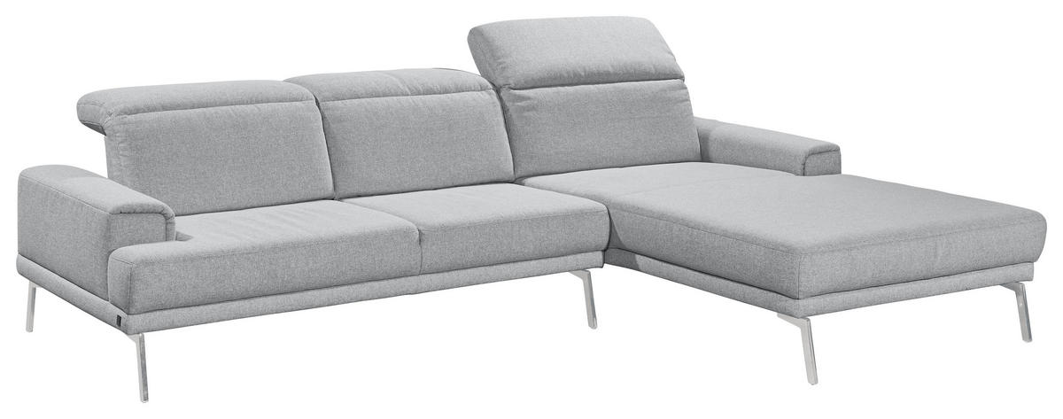 ECKSOFA Grau Flachgewebe  - Chromfarben/Grau, Design, Textil/Metall (288/193-220cm) - Musterring