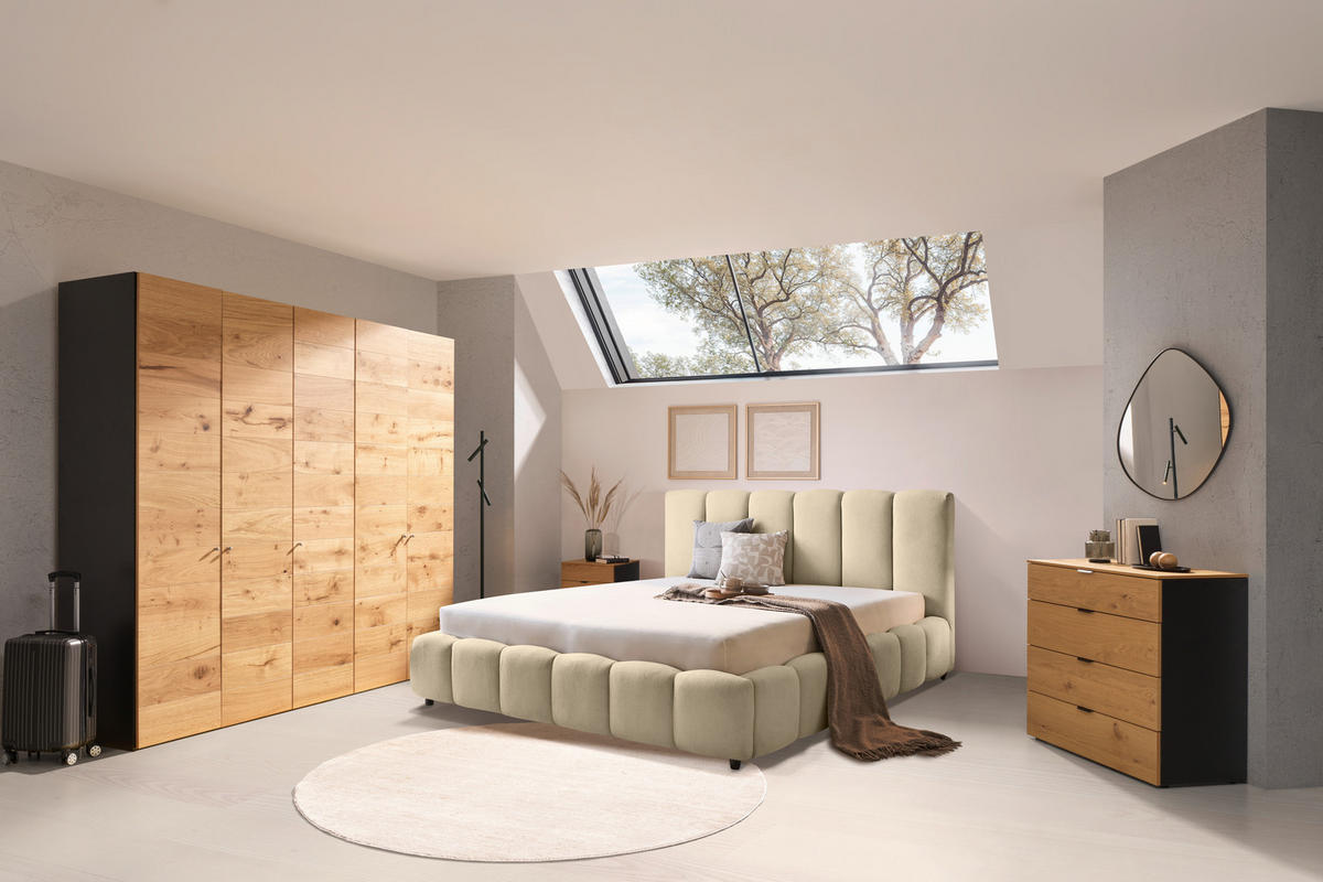 POLSTERBETT 180/200 cm  in Ecru  - Ecru/Schwarz, Konventionell, Holz/Kunststoff (180/200cm) - Carryhome