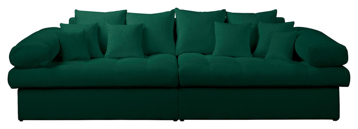 BIGSOFA Naomi in Teddystoff Grün  - Schwarz/Grün, Design, Kunststoff/Textil (284/94/148cm) - Livetastic