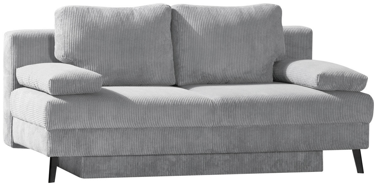SCHLAFSOFA Cord Hellgrau  - Hellgrau/Schwarz, MODERN, Textil/Metall (194/91/90cm) - Livetastic