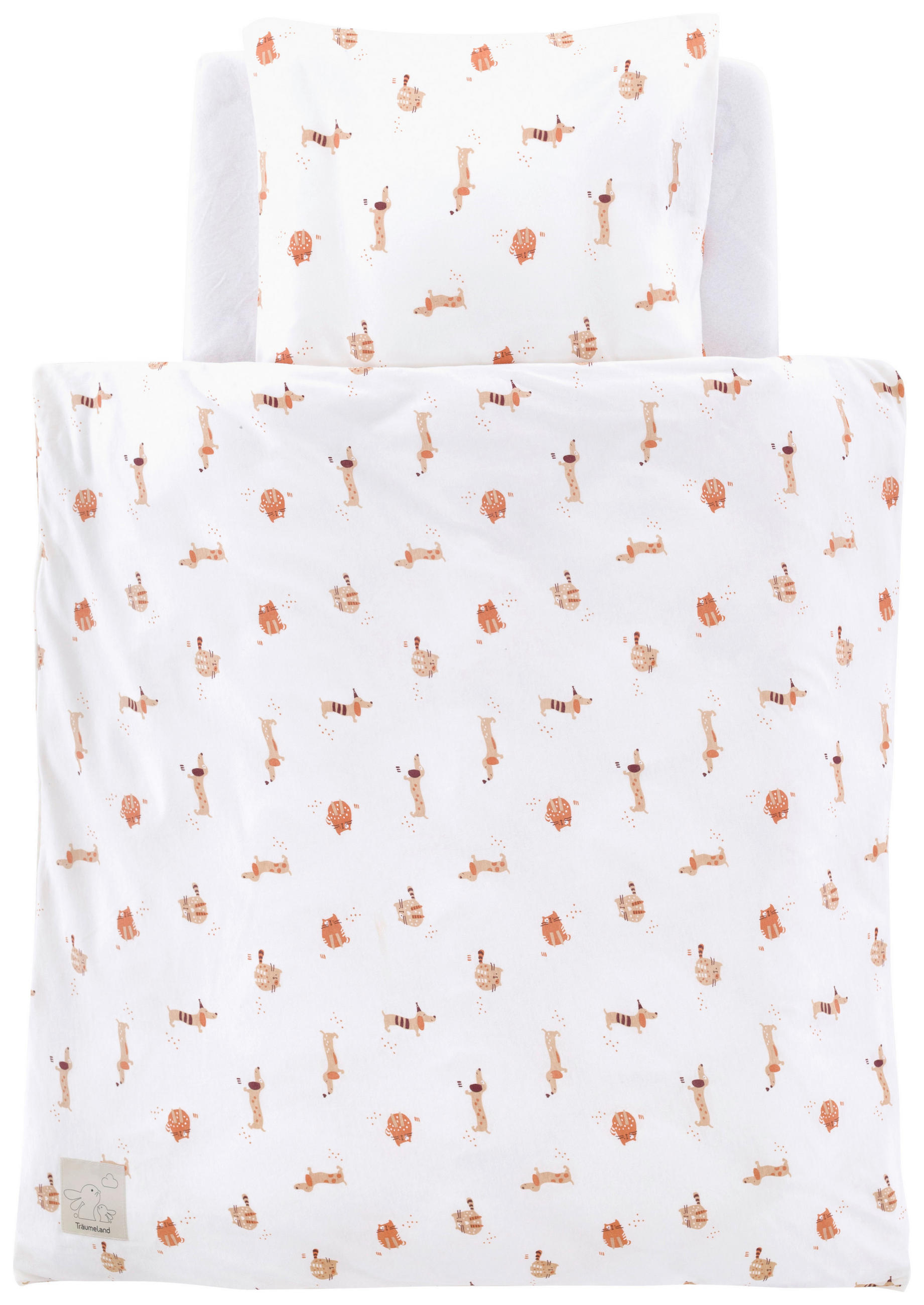 BABYBETTWÄSCHE 80/80 cm  - Orange/Weiß, Basics, Textil (80/80cm) - Träumeland