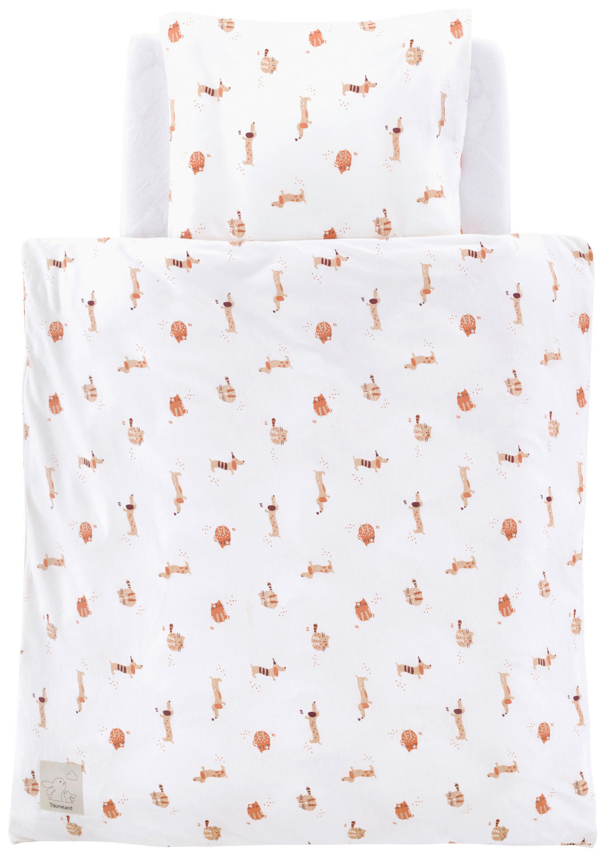 BABYBETTWÄSCHE 80/80 cm  - Orange/Weiß, Basics, Textil (80/80cm) - Träumeland