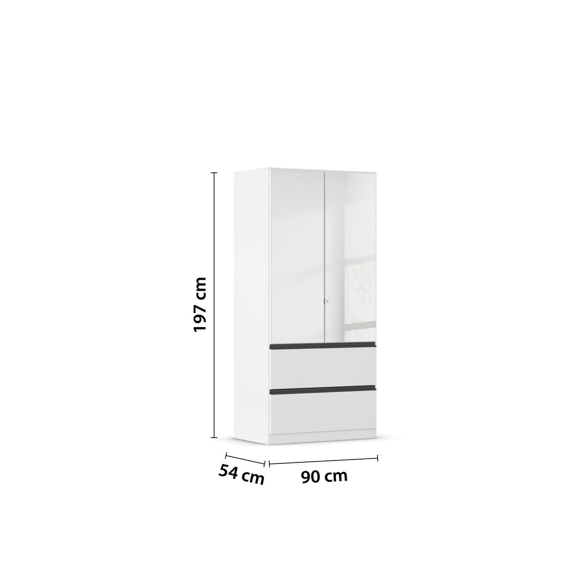 DREHTÜRENSCHRANK in Weiss  - Weiss/Grau, Modern, Holzwerkstoff (91/197/54cm) - Rauch Möbel