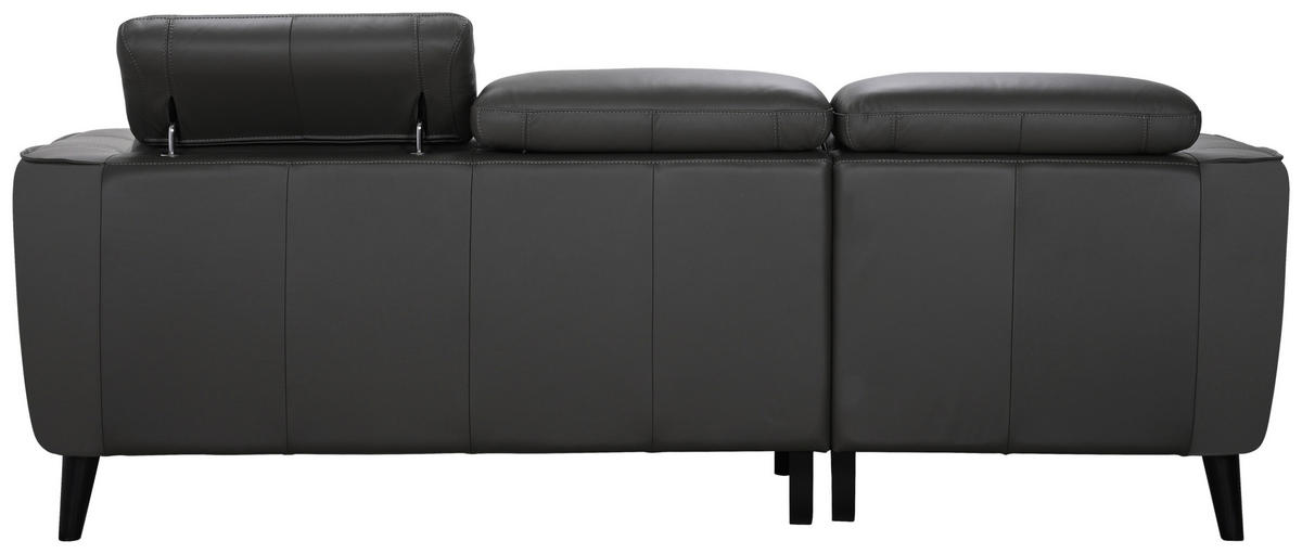 ECKSOFA Grau Echtleder  - Grau, KONVENTIONELL, Leder (223/92,5/173cm) - MID.YOU