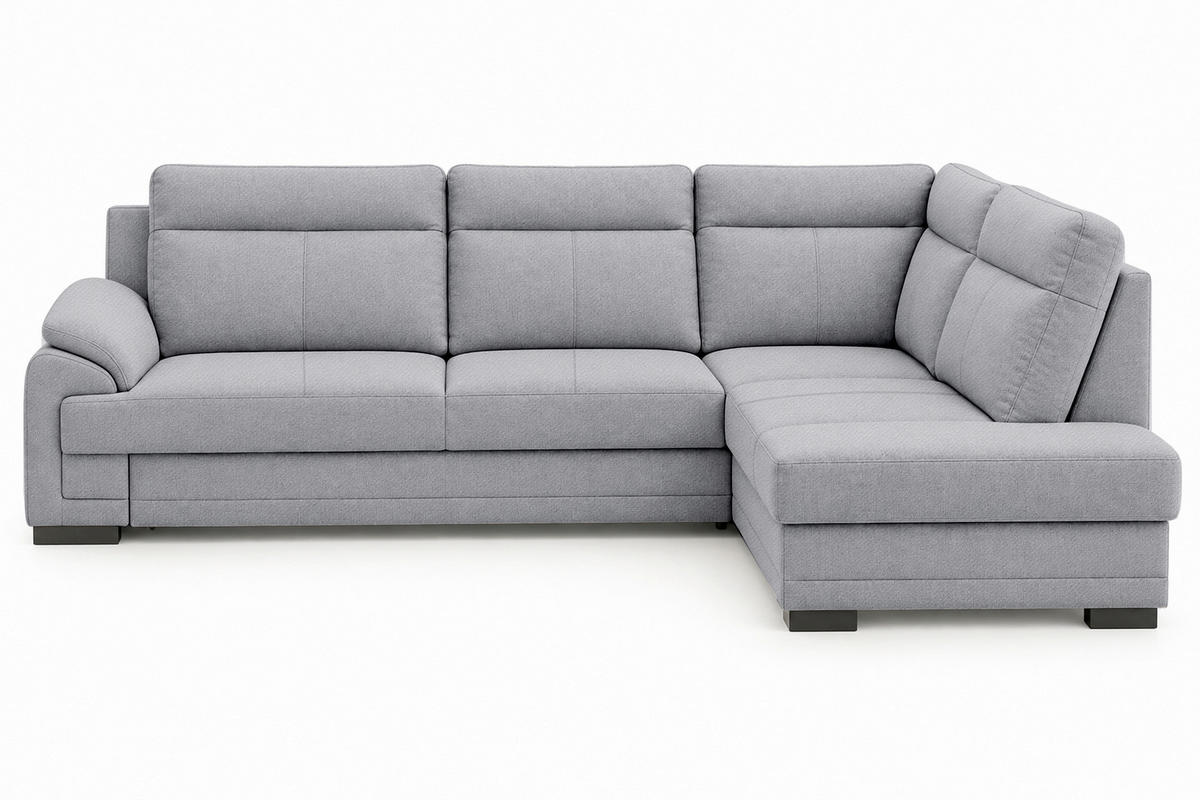 ECKSOFA ALTONA Dunkelgrau Flachgewebe Bettkasten, Schlaffunktion, Stauraum  - Dunkelgrau/Schwarz, Basics, Holz/Kunststoff (272/207cm) - MID.YOU