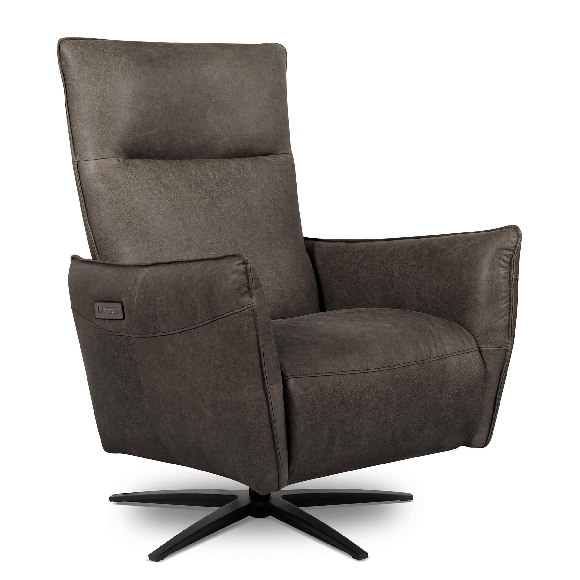 RELAXSESSEL Leder Fango  - Fango/Schwarz, Design, Leder/Metall (77/107/88cm) - Livetastic