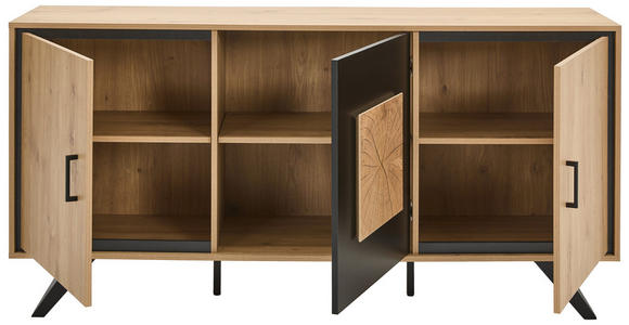 SIDEBOARD in 160/78/40 cm - Eichefarben/Schwarz, LIFESTYLE, Holzwerkstoff/Metall (160/78/40cm) - Xora